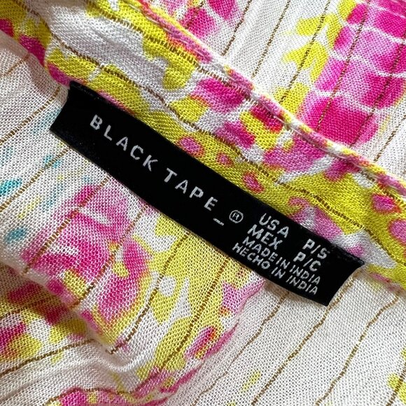 Black Tape Metallic Striped Sleeveless Tie-Dye Midi Dress Yellow Gold Size Small - Picture 10 of 13